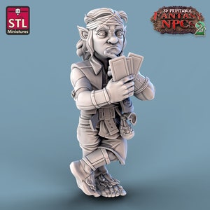 Miniatura del Giocatore di Carte Halfling | Figura del giocatore di poker Halfling | Cittadini | PNG | per D&D 5e, Pathfinder e altri TTRPG | 32 mm