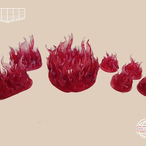 Fire Effect Marker Miniature Set | Fire Figure Pack | 4K 3D printing red | Spell Effect | terrain | Tabletop RPGs like D&D or Pathfinder | 28mm