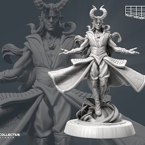 Tiefling Magier Miniatur | Demonic Warlock Miniature | Heroic Character | for D&D 5e, Pathfinder and other RPG&#39;s | 32mm | 75mm