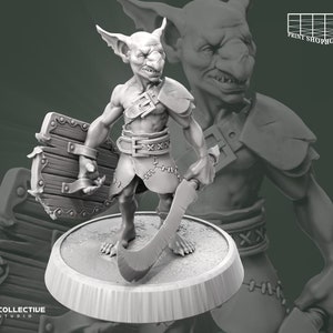 Goblin Sword Fighter Miniature | Goblin Warrior Figure | Monsters | Cave Encounter | for D&D 5e, Pathfinder and other RPG&#39;s | 32mm | 75mm