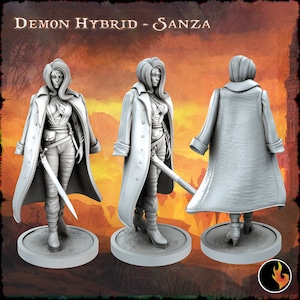 Demon Hunter Miniature | Demon Hybrid Miniature | for D&D 5e, Pathfinder and other RPG&#39;s | 28 mm | 32 mm | 75 mm