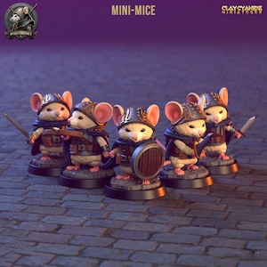 Mouse Knight Miniature Set | Mice Knight Miniature Pack | for D&D 5e, Pathfinder and other RPG's | 32mm