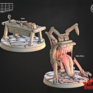 Schreibtisch Mimik Miniatur | Scholar Table Mimic Figure Pack | Tabletop | Terrain | Encounter | Miniatur für TTRPGs wie D&D or Pathfinder