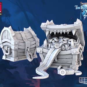 Schatztruhe Mimik Miniatur Set | Living Chest Figure | Tabletop | Terrain | Encounter | Miniatur für TTRPGs wie D&D or Pathfinder | 32mm