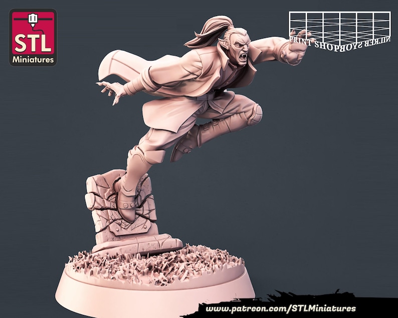 Vampire | Vampire Set | Tabletop Miniatures | STL Miniatures | 32mm | for RPGs like D&D or Pathfinder Vampire Henchman A