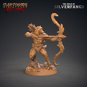 Wolfvolk Werwolf Bogenschütze Miniatur | Werewolf Ranger Miniature | for D&D 5e, Pathfinder and other RPG's | 32mm