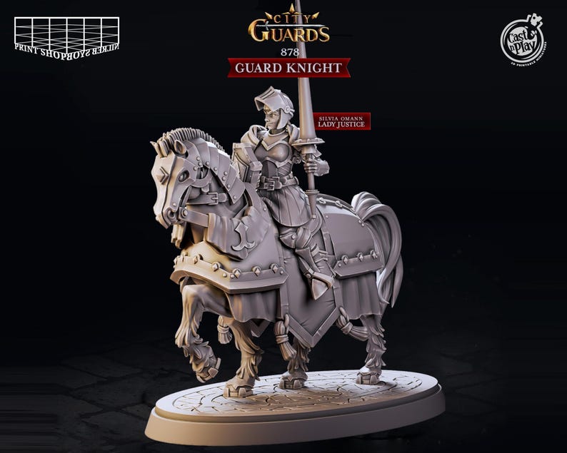 Leading Horsewoman With Lance Miniature Female Paladin on Warhorse