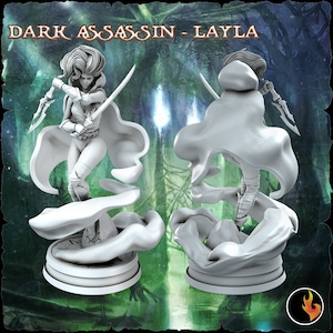 Dark Elf Assassin Miniature | Female Dark Elf Rogue Miniature | for D&D 5e, Pathfinder and other RPG&#39;s | 28mm | 32mm | 75mm