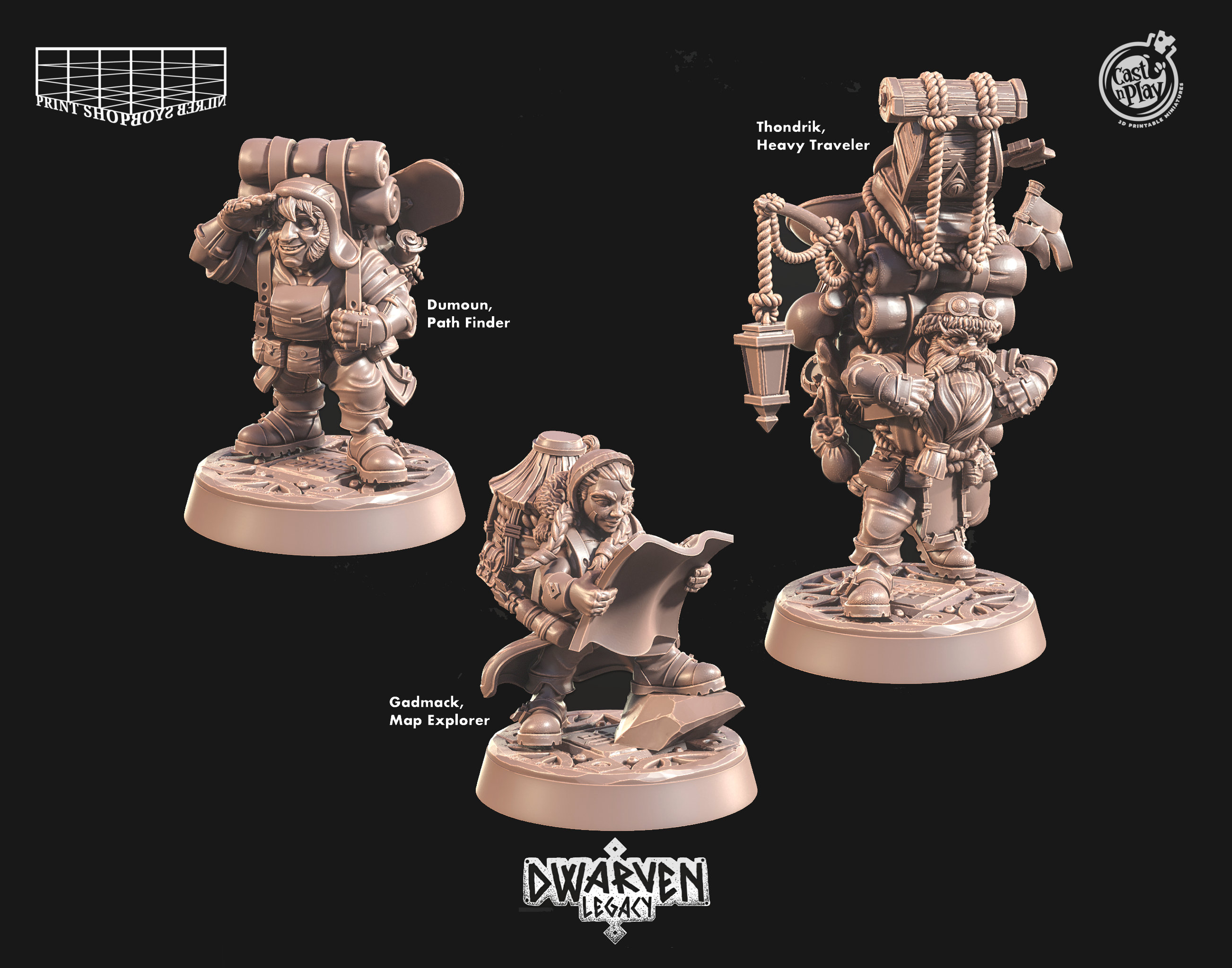 Overloaded Shield Dwarf Adventure Miniature | Dwarven Heavy