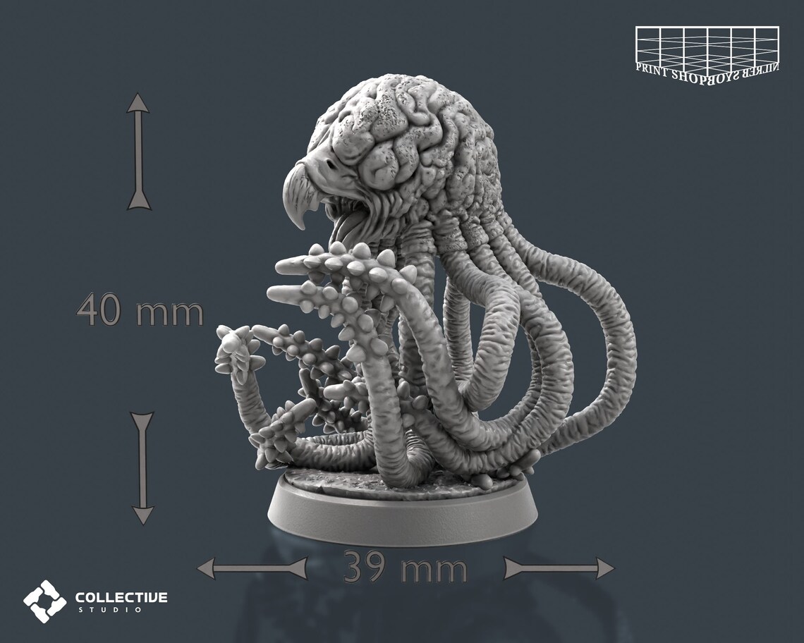 Floating Tentacle Brain Miniature | Grell Figure | Monster | Underdark ...