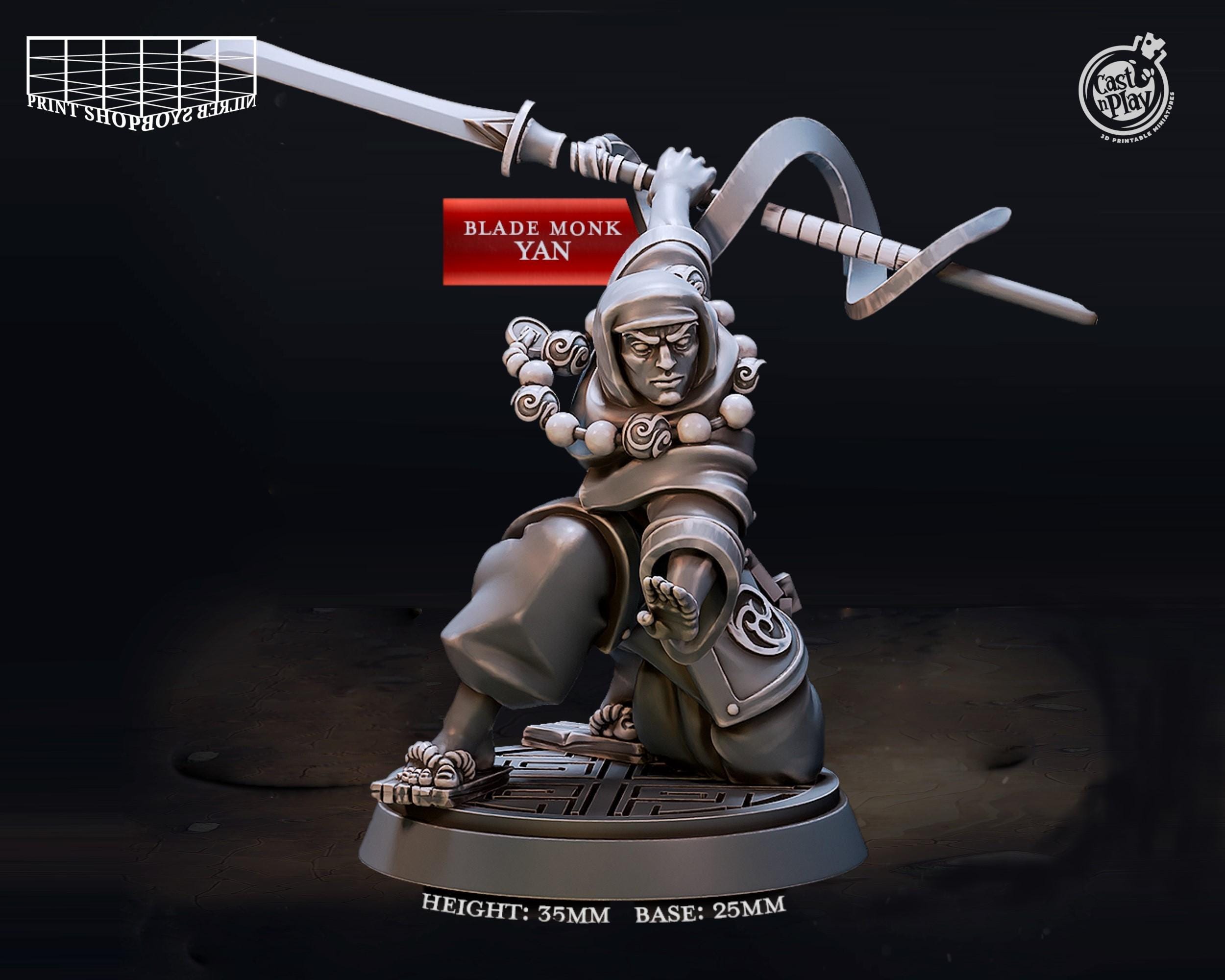 Kensei Monk Miniature | Human Nagamaki Fighter Figure | Asian