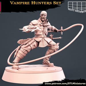 Vampire hunter miniature | Male Vampire Hunter Figure | Heroic Character | for TTRPGs like DnD, Pathfinder and others | 32mm