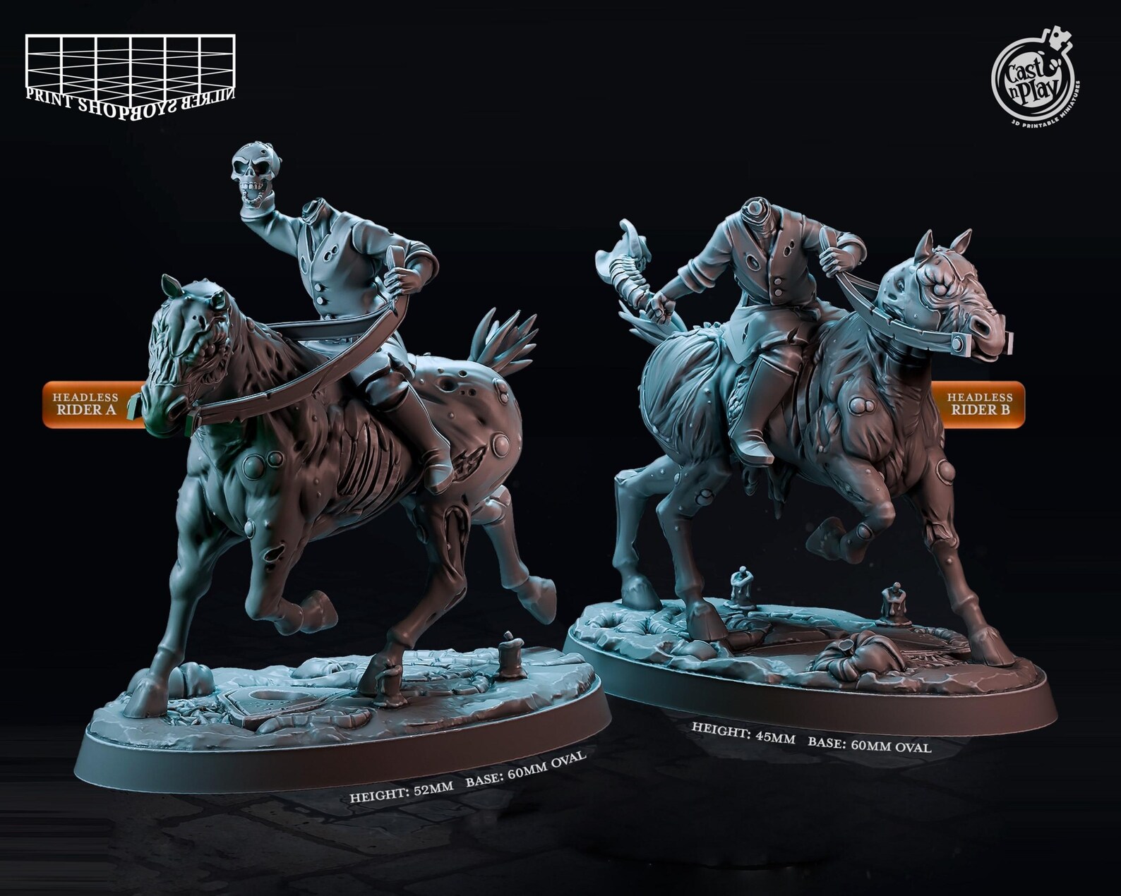 Undead Riders Miniature Set | Headless Horsemen Figure Pack | Horror ...
