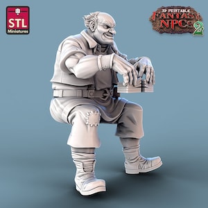 Miniatura de dealer de cartas redondas de jogo | Figura do crupiê do mal | Moradores da cidade | NPC | para D&D 5e, Pathfinder e outros TTRPGs | 32mm