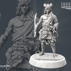 Tiefling Samurai Miniature | Demonic Fighter Miniature | Heroic Character | for D&D 5e, Pathfinder and other RPG's | 32mm | 75mm