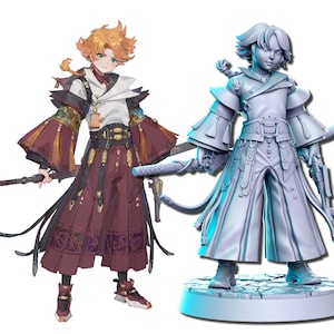 Young Samurai Anime Miniature | Japanese Fighter Miniature | for D&D, Pathfinder and other RPG&#39;s | 32mm