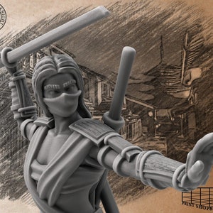 Kunoichi in Armor Miniature | Female Armored Shinobi | for D&D 5e, Pathfinder and other RPG&#39;s | 32mm