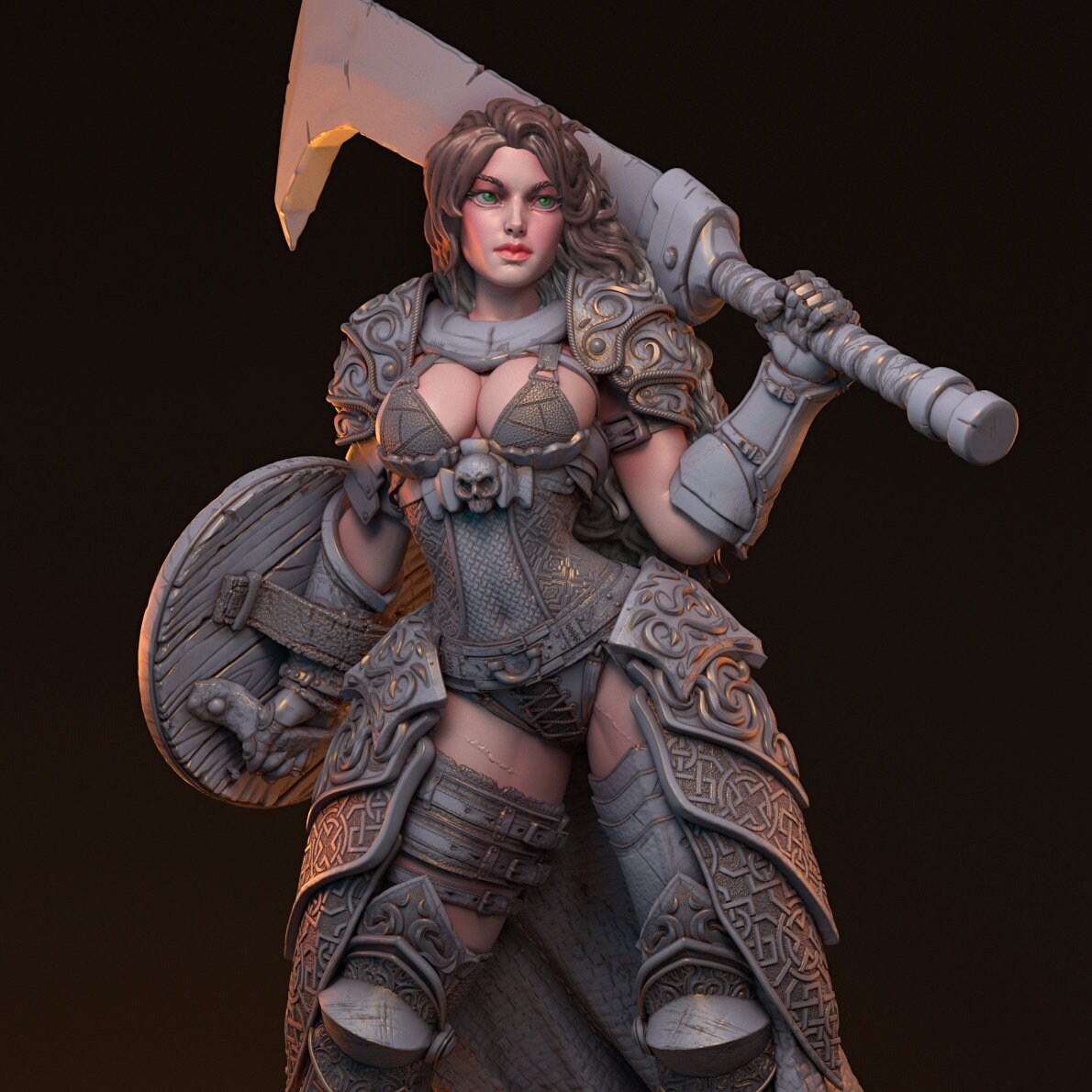 Mini Female Warrior Untrin Miniature | Female Fighter Miniature | for D&D 5e ...