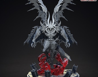 Demon Lord Miniature | Lord of Hell Miniature | Devils and Demons | for D&D 5e, Pathfinder and other RPG&#39;s | 32mm