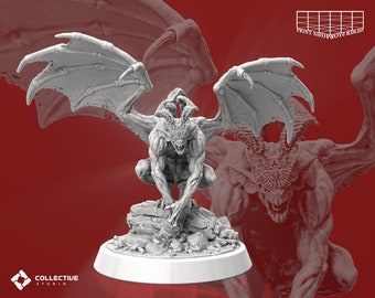 Demon Scout Miniature | Winged Demon Figure | Monster | Abyssal Encounter | for D&D 5e, Pathfinder and other RPG&#39;s | 32 mm | 75 mm