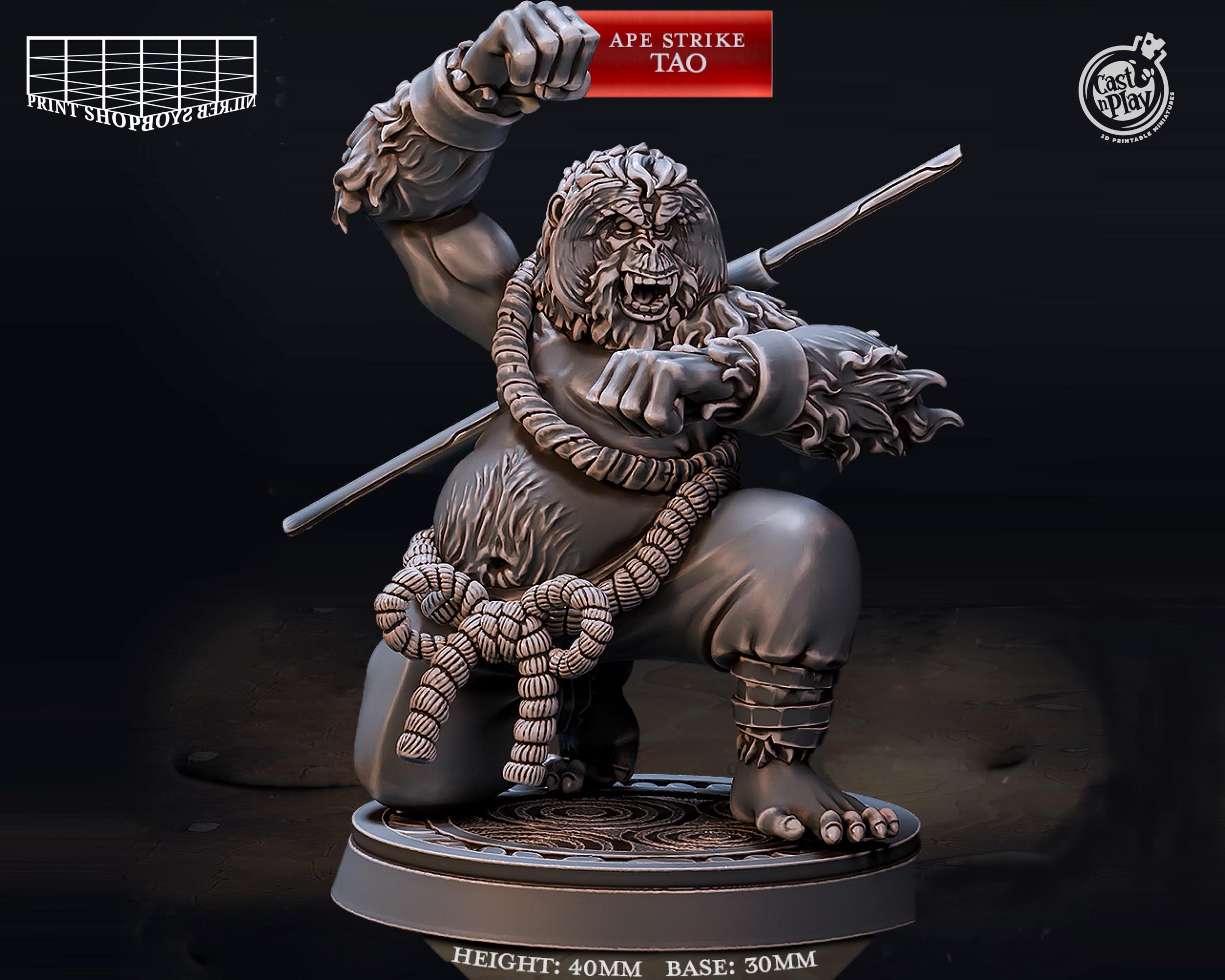 Orangutan People Monk Miniature | Quaterstaff Fighting Pongo