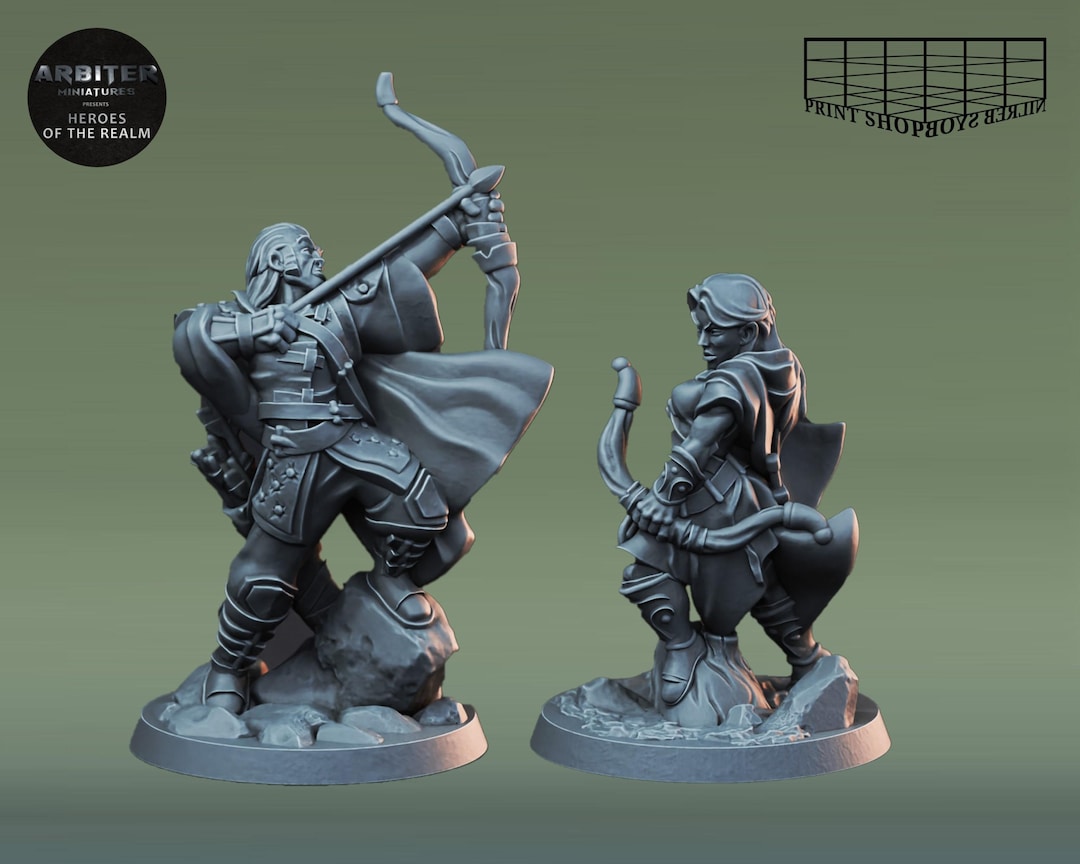 Fighting Rangers Miniature Set | Human Archer Figure Pack | Heroic ...