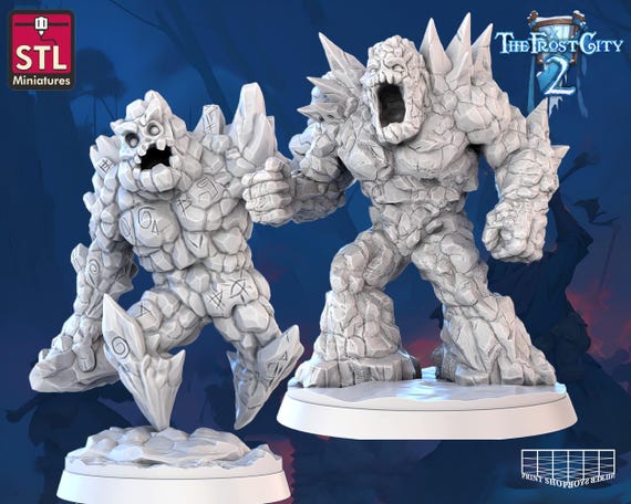 Stone Titans Miniature Set | Granite Golem Figure Pack | Monsters