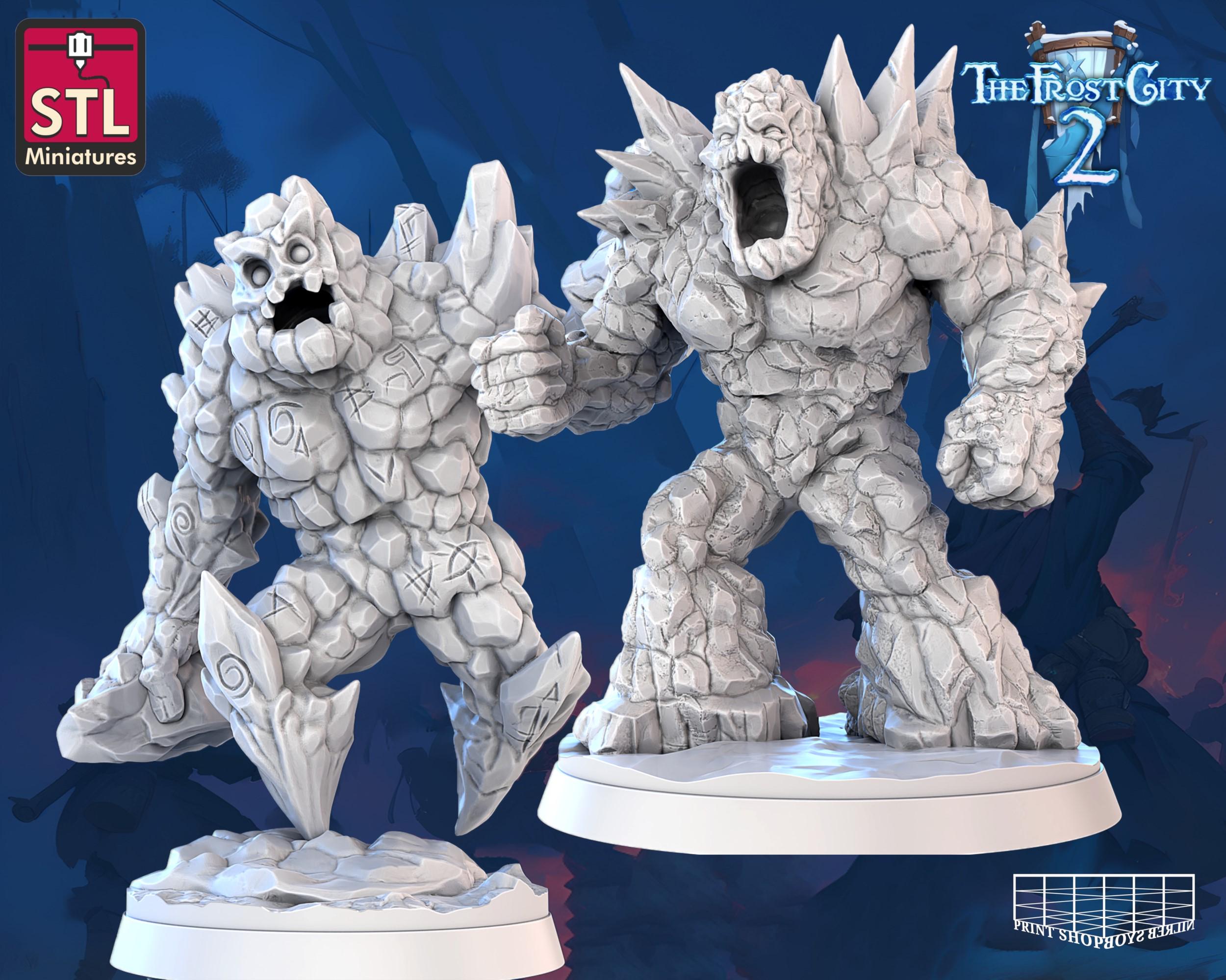 Stone Titans Miniature Set | Granite Golem Figure Pack | Monsters