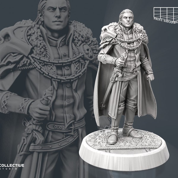 Oberster Vampir Miniatur | Sovereign Dracula | Detailed Print | for D&D 5e, Pathfinder and other RPG's | 32mm | 75mm