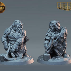 Dwarf Archers Miniature Set | Dwarf Ranger Figure Pack | Heroic Character | for D&D 5e, Pathfinder and other RPG&#39;s | 28mm | 32mm | 75mm