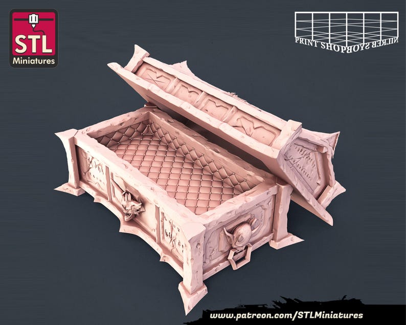 Vampire | Vampire Set | Tabletop Miniatures | STL Miniatures | 32mm | for RPGs like D&D or Pathfinder Coffin