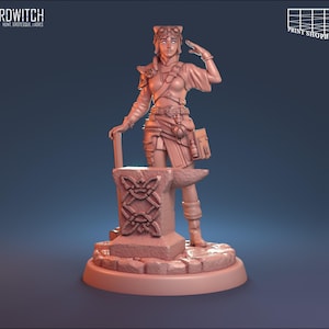 Ung smed Lindra miniatyr | Kvinnlig smedslärlingsfigur | NPC | för D&D 5e, Pathfinder och andra RPG | 28 mm | 32 mm | 75 mm