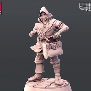 Figurine de voleur | Figurine de voleur masculin | Figurines de table | Miniatures STL | 32 mm | pour jeux de rôle comme D&D ou Pathfinder
