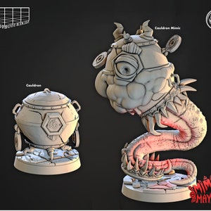 Hexenkessel Mimik Miniatur Set | Cauldron Mimic Figure Pack | Tabletop | Terrain | Encounter | Miniatur für TTRPGs wie D&D or Pathfinder