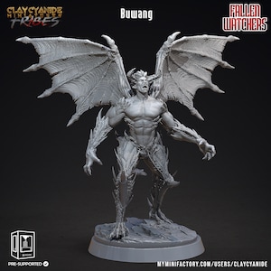 Demonic Fighter Miniature | Half Demon Fighter Miniature | Devils and Demons | for D&D 5e, Pathfinder and other RPG's | 32 mm