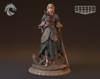 Wald Elf Druidin Miniatur | Female Elf Wizard Miloen Miniature | for D&D 5e, Pathfinder and other RPG's | 28mm | 32mm | 75mm