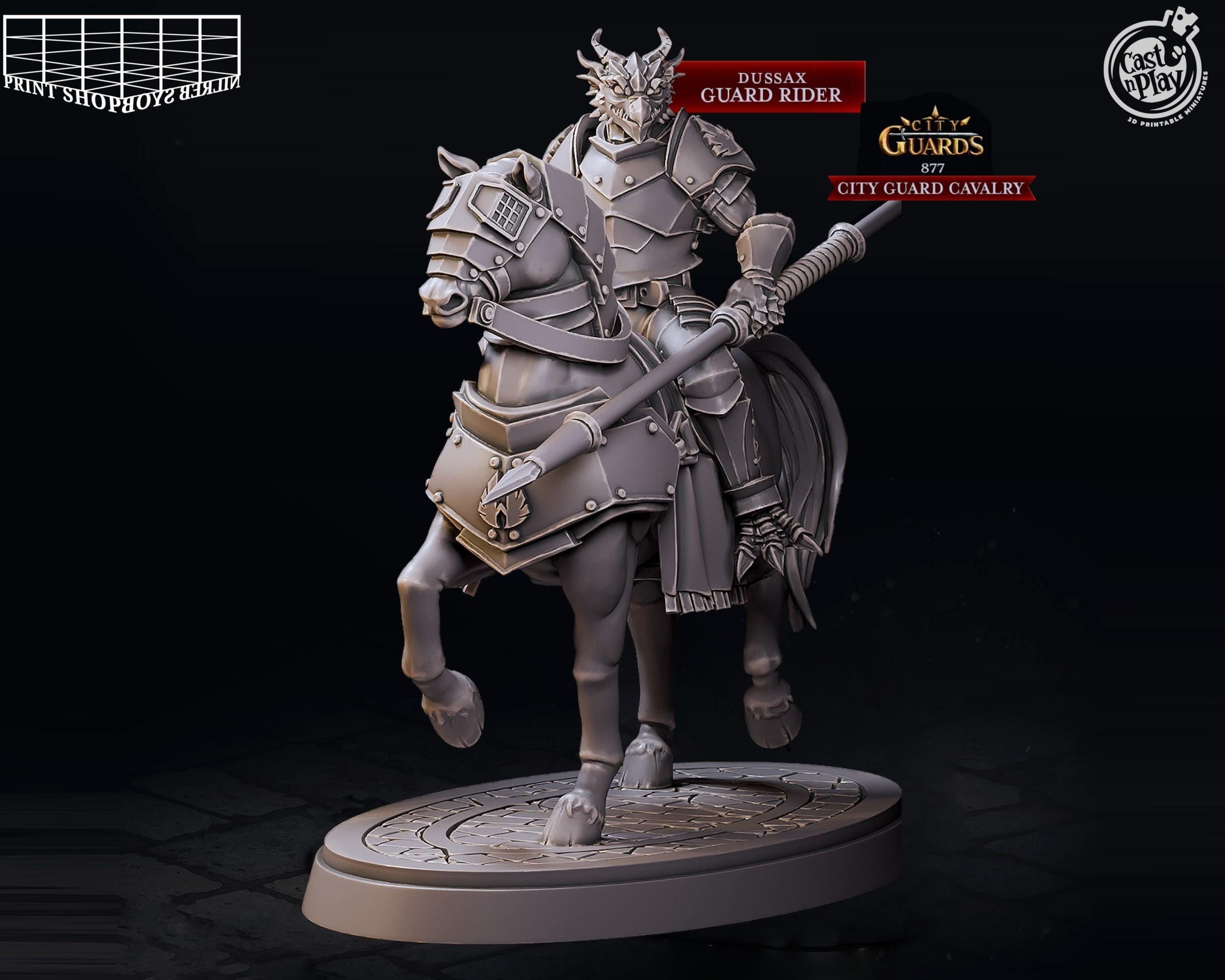 Half Dragon Rider With Spear Miniature | Find Steed Dragonborn