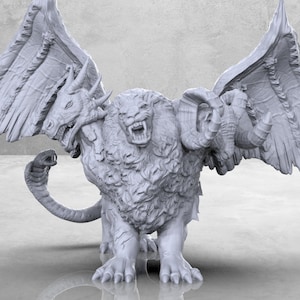 Dragon Chimera Miniature | Chimera Miniature | Iconic Monsters | Tabletop RPGs like D&D or Pathfinder | 28 mm