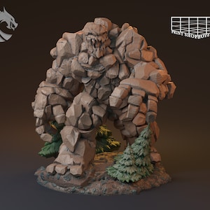 Earth Elemental Titan Miniature | Stone Giant Encounter Figure | for D&D 5e, Pathfinder and other RPG&#39;s 28 mm | 75mm