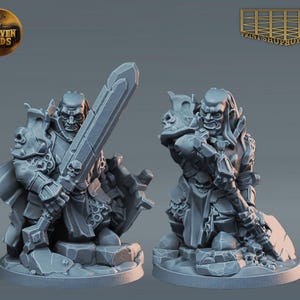 Dwarf Paladin Miniature Set | Dwarves Fighter Figure Pack | Heroic Character | for D&D 5e, Pathfinder and other RPG&#39;s | 28mm | 32mm | 75mm