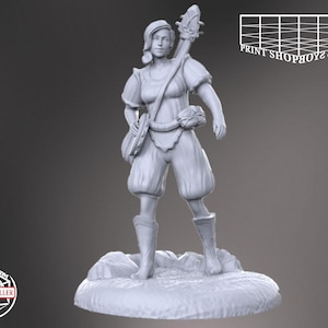 Miniatura de bardo | Miniatura de bardo humana femenina | Personaje heroico | Juegos de rol de mesa como D&D o Pathfinder | 28 mm