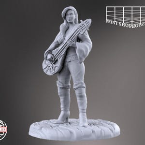 Bard with lute miniature | Female Bard with Lute Miniature | Heroic Character | Tabletop RPGs like D&D or Pathfinder | 28mm