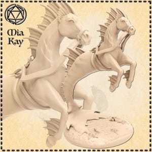 Seepferd mit Sattel Miniatur | Hippocampus Mount Miniature | Tabletop RPGs like D&D or Pathfinder | 28mm