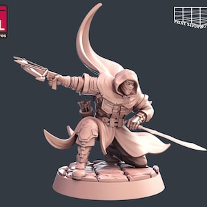 Rogue - The Assassin Miniature | Male Assassin Rogue Miniature | Heroic Character | STL Miniatures | 32mm | for modern tabletop games