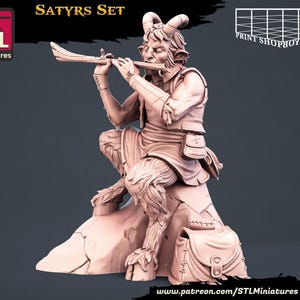 Flute Playing Satyr Miniature | STL Miniatures | 32 mm | for modern Tabletop Games