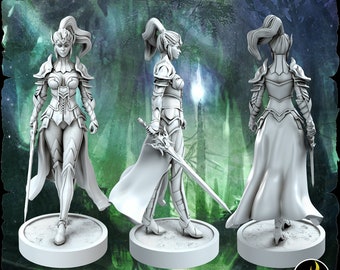 Elf Paladin Miniature | Female Elf Paladin Miniature | for D&D 5e, Pathfinder and other RPG&#39;s | 28mm | 32mm | 75mm