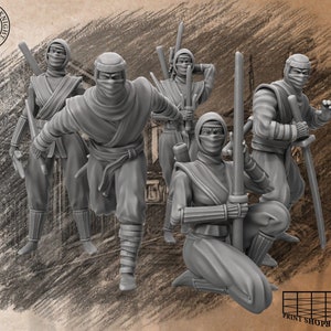 Silent Ninja Miniatures Set | Shinobi Miniature Pack | for D&D 5e, Pathfinder and other RPG's | 32mm