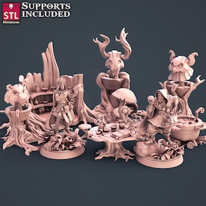Druiden Set Miniatur | Druid Set Miniature | Tabletop Miniaturen | STL Miniatures | 32mm | for RPGs like D&D or Pathfinder
