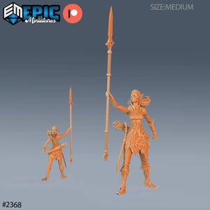 Elf Ranger Miniature | Elves Female Ranger with Spear Miniature | for D&D 5e, Pathfinder and other RPG's | 28mm | EPIC Miniatures