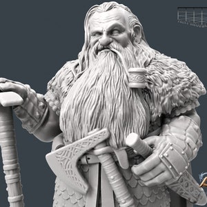 Dwarf Sage Steiger Miniature | Dwarven Wise Supervisor Miniature | for D&D 5e, Pathfinder and other RPG&#39;s | 32mm